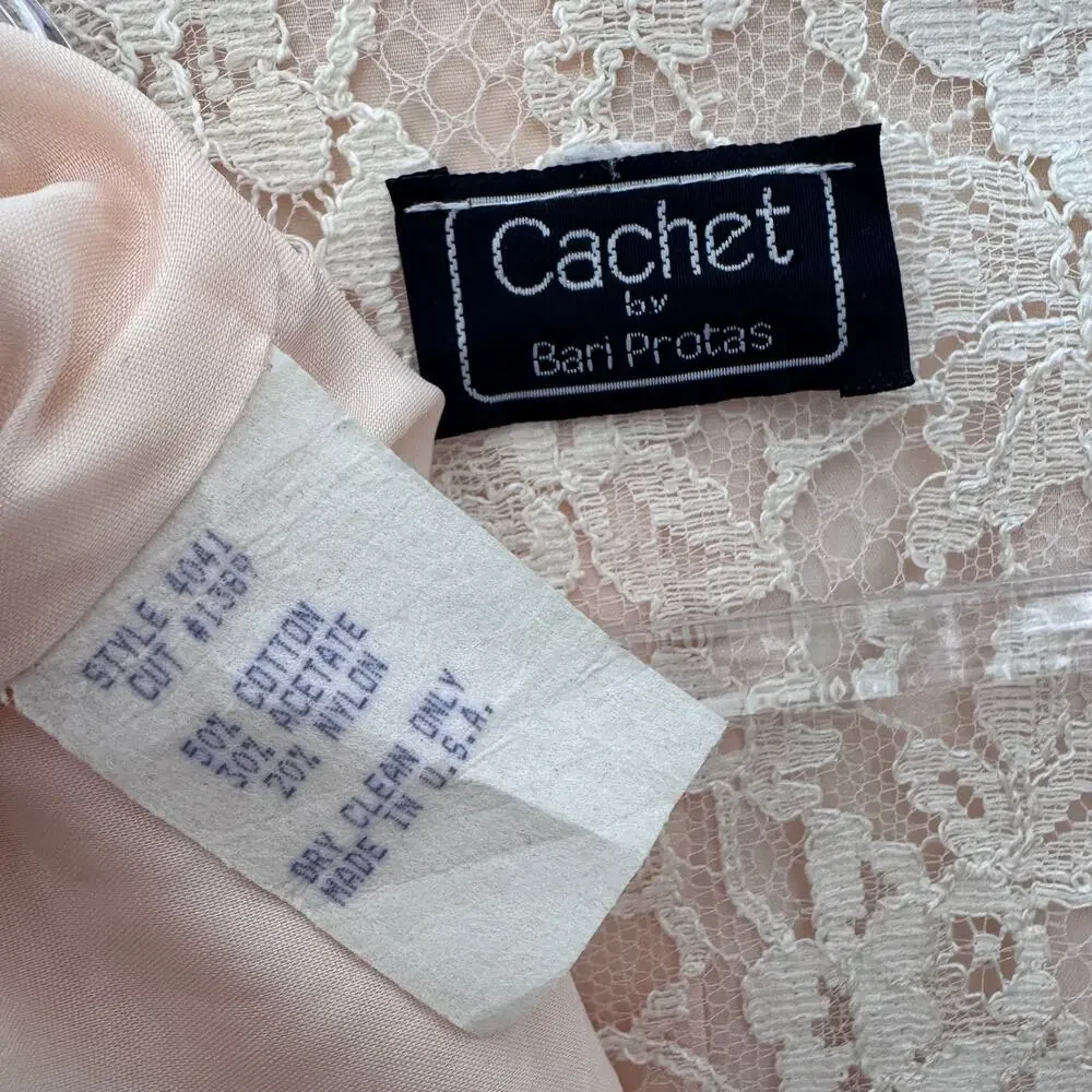 1980s Cachet Bari Protas Victorian Romantic Lace Peplum Suit Set USA Size 4